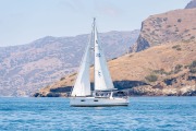 People sailing and chatting at the Beneteau Rendezvous at Two Harbors, Catalina
