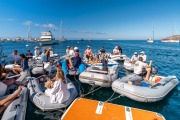 People sailing and chatting at the Beneteau Rendezvous at Two Harbors, Catalina