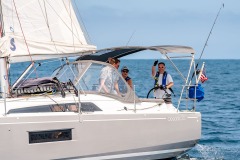 People sailing and chatting at the Beneteau Rendezvous at Two Harbors, Catalina