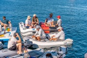 People sailing and chatting at the Beneteau Rendezvous at Two Harbors, Catalina