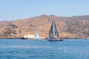 People sailing and chatting at the Beneteau Rendezvous at Two Harbors, Catalina