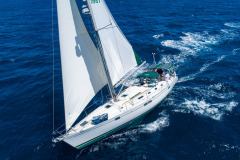 aerial shot of boats sailing at catalina island
