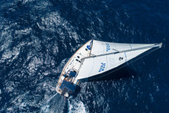 aerial shot of boats sailing at catalina island