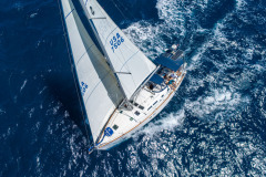 aerial shot of boats sailing at catalina island