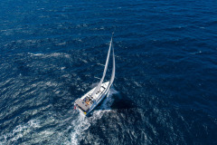 aerial shot of boats sailing at catalina island
