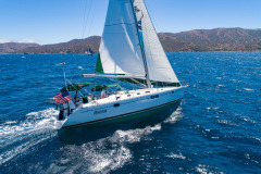 aerial shot of boats sailing at catalina island