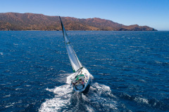 aerial shot of boats sailing at catalina island