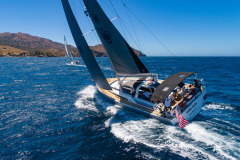 aerial shot of boats sailing at catalina island