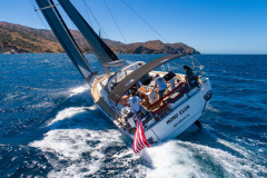 aerial shot of boats sailing at catalina island
