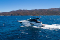 aerial shot of boats sailing at catalina island